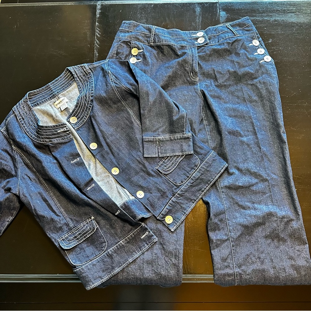 Vintage Bridgewater Studio Dark Wash Denim Set Matching Jean Outfit Size 16W